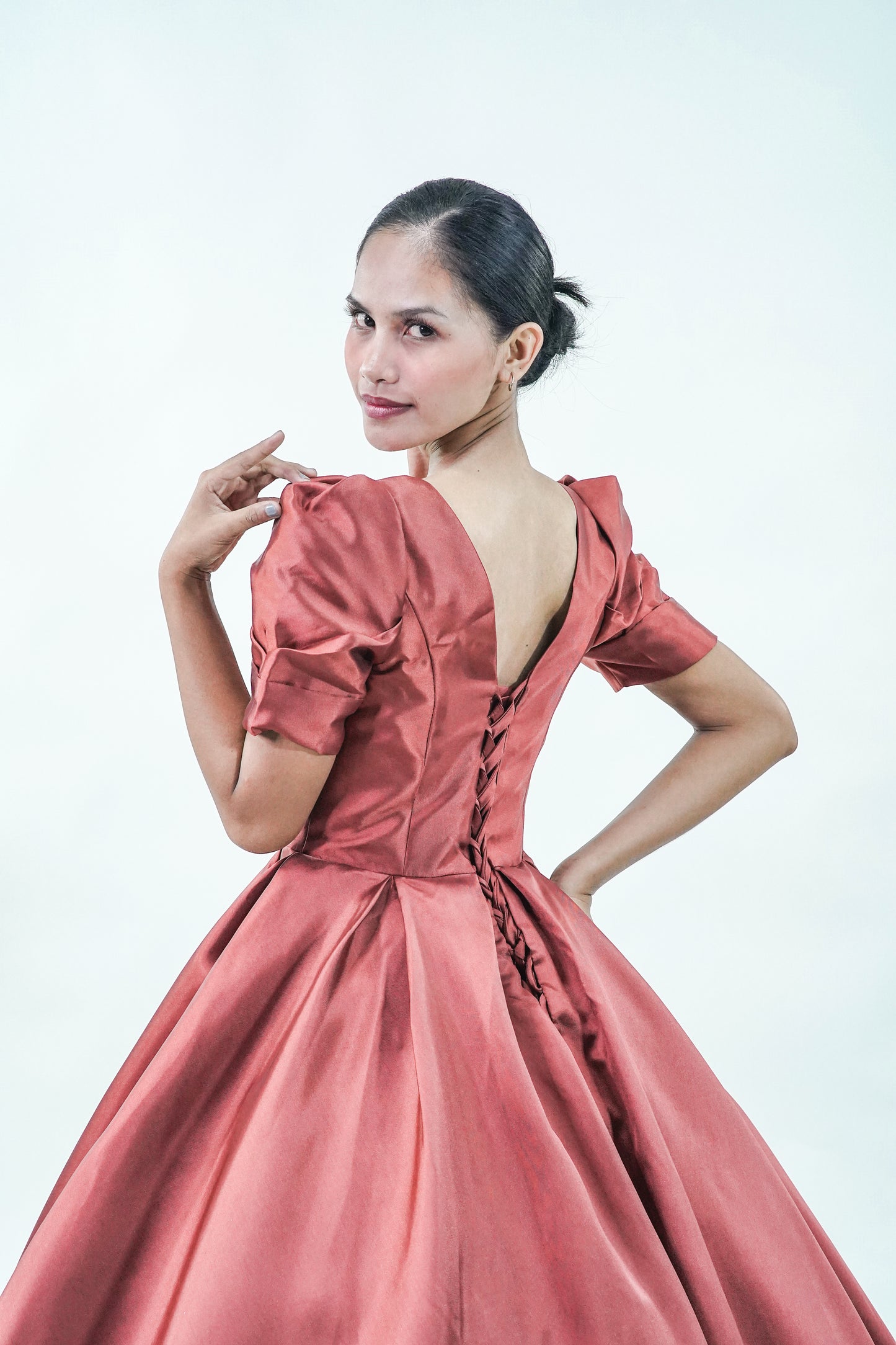 Satin Red Simple Ball Gown - Noelle West Bridals