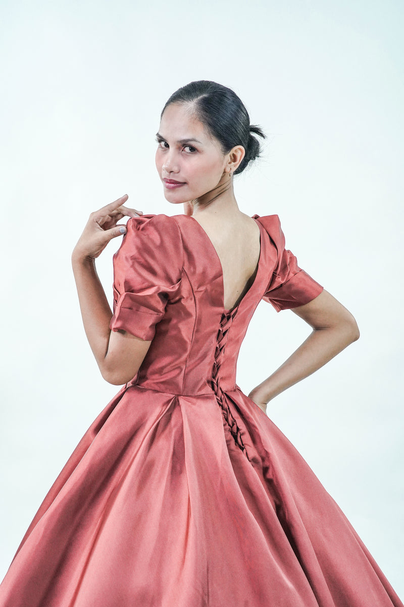 Satin Red Simple Ball Gown - Noelle West Bridals