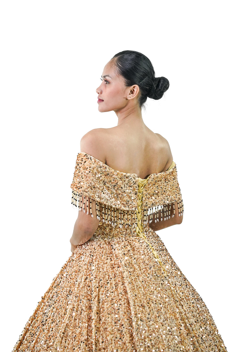 Yellow Sequined Ball Gown - Noelle West Bridals