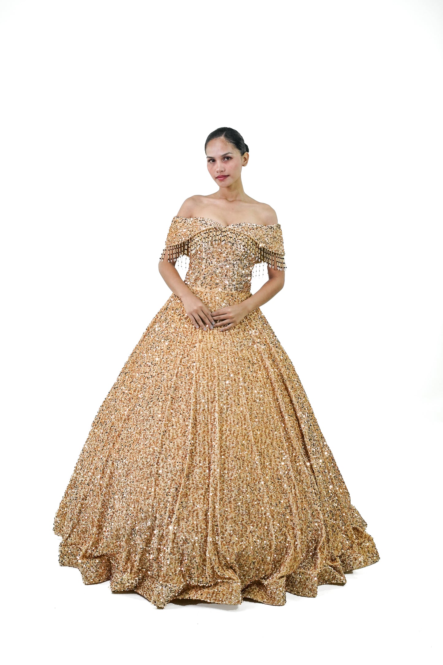 Yellow Sequined Ball Gown - Noelle West Bridals