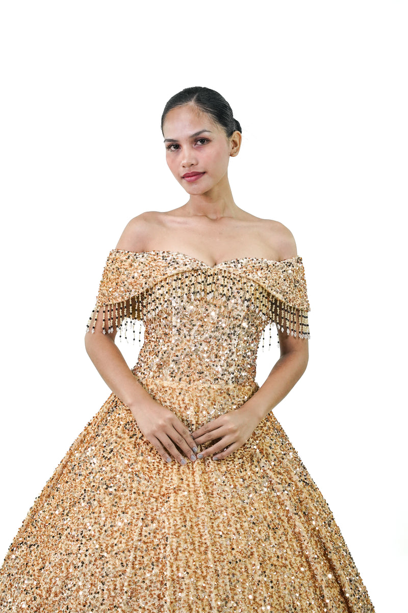 Yellow Sequined Ball Gown - Noelle West Bridals