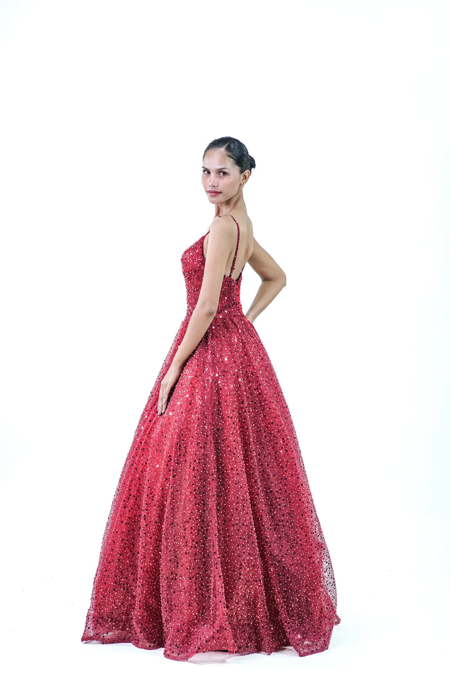 Red Sleeveless Evening Gown - Noelle West Bridals