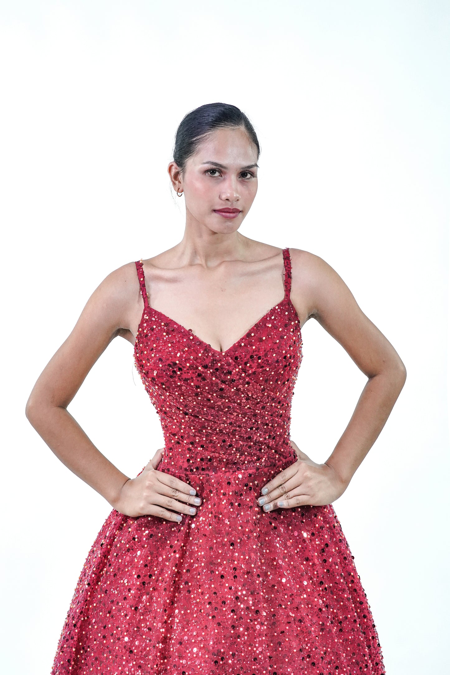 Red Sleeveless Evening Gown - Noelle West Bridals