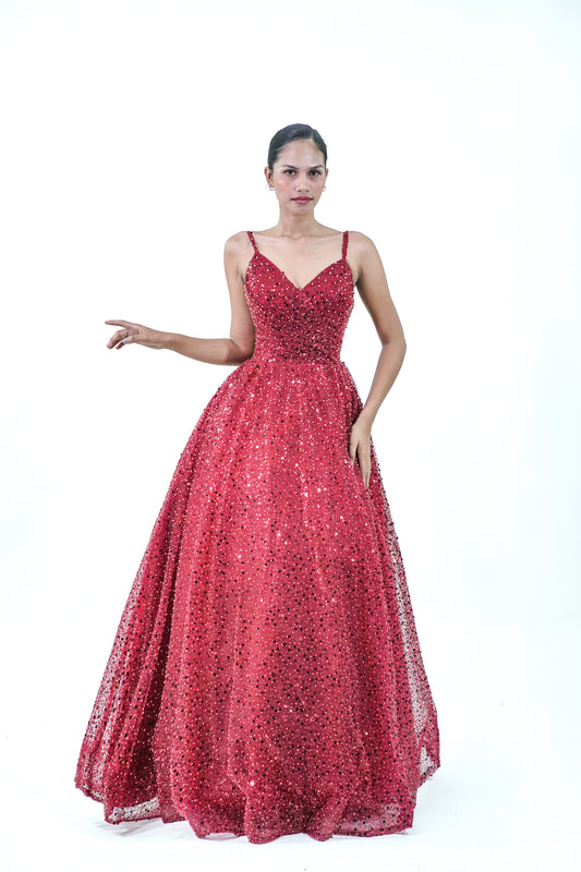 Red Sleeveless Evening Gown - Noelle West Bridals