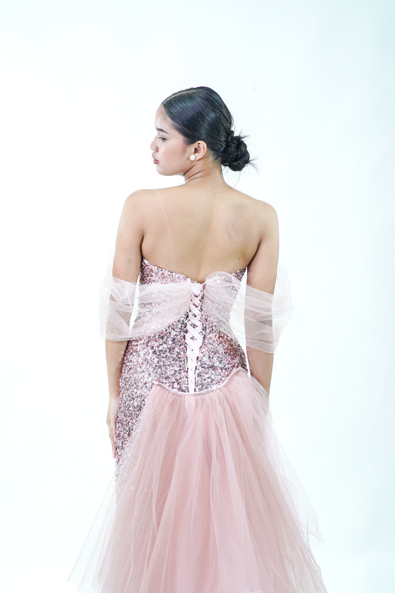 Sparkly Pink Evening Gown - Noelle West Bridals