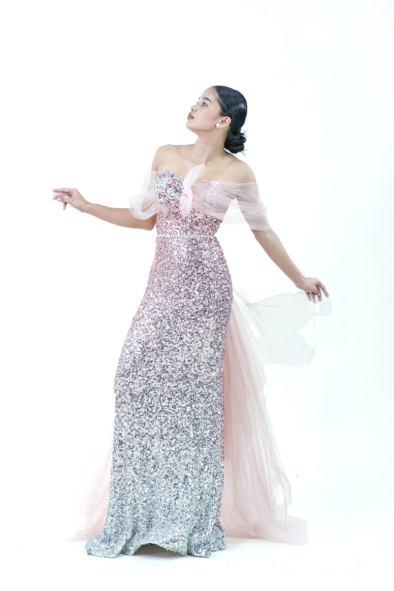 Sparkly Pink Evening Gown - Noelle West Bridals