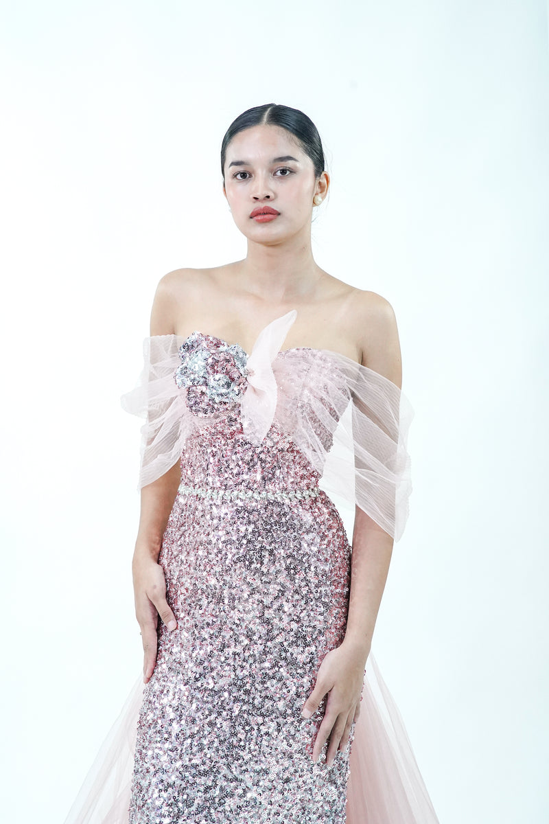 Sparkly Pink Evening Gown - Noelle West Bridals