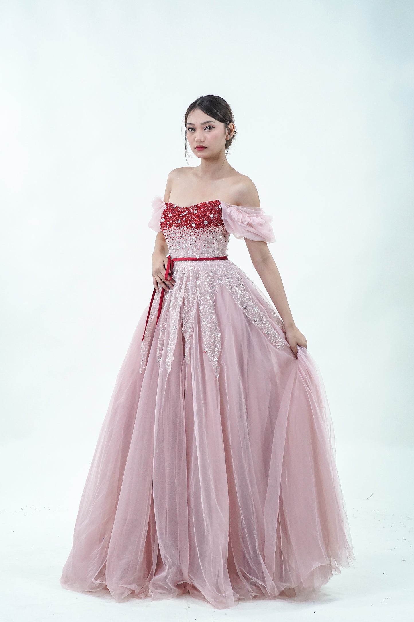 Pink Sequined Evening Gown - Noelle West Bridals
