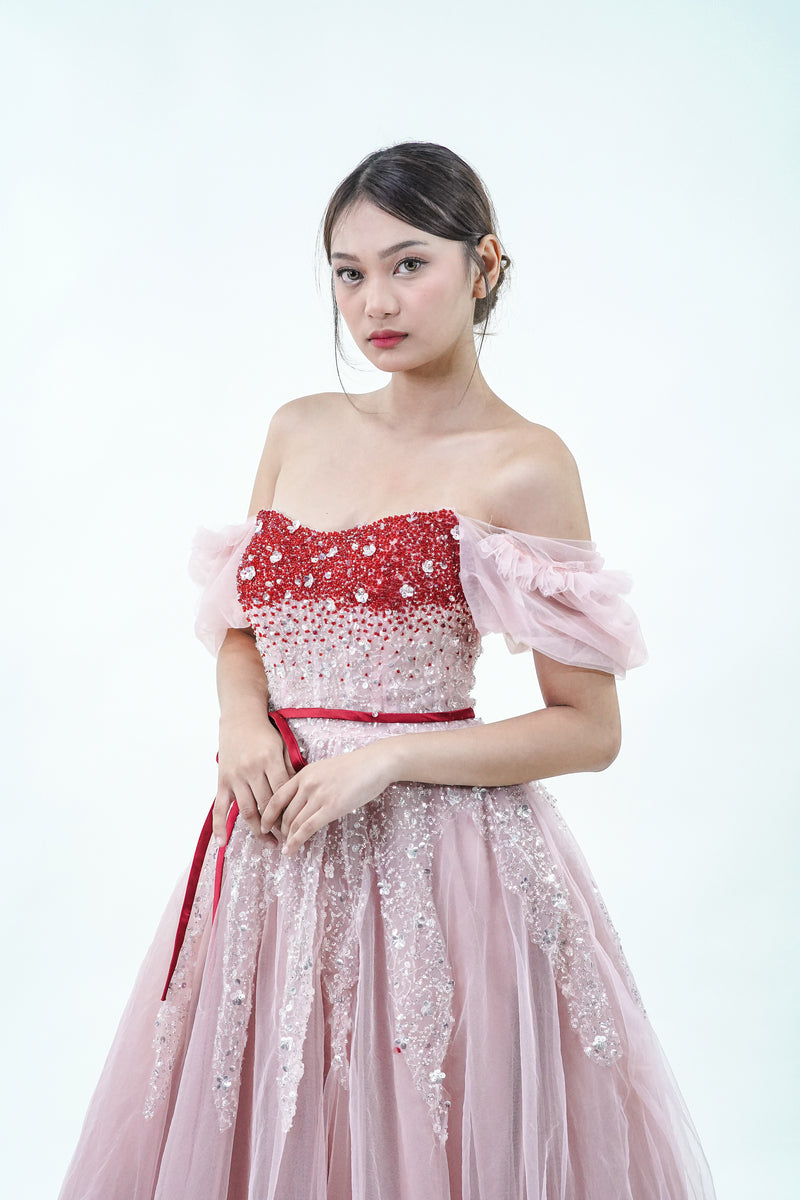 Pink Sequined Evening Gown - Noelle West Bridals