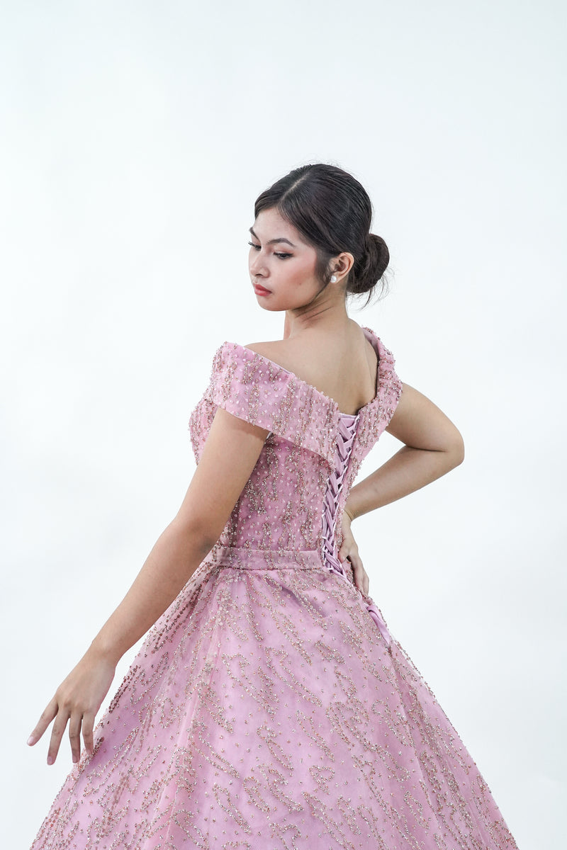 Bejeweled Pink Ball Gown - Noelle West Bridals