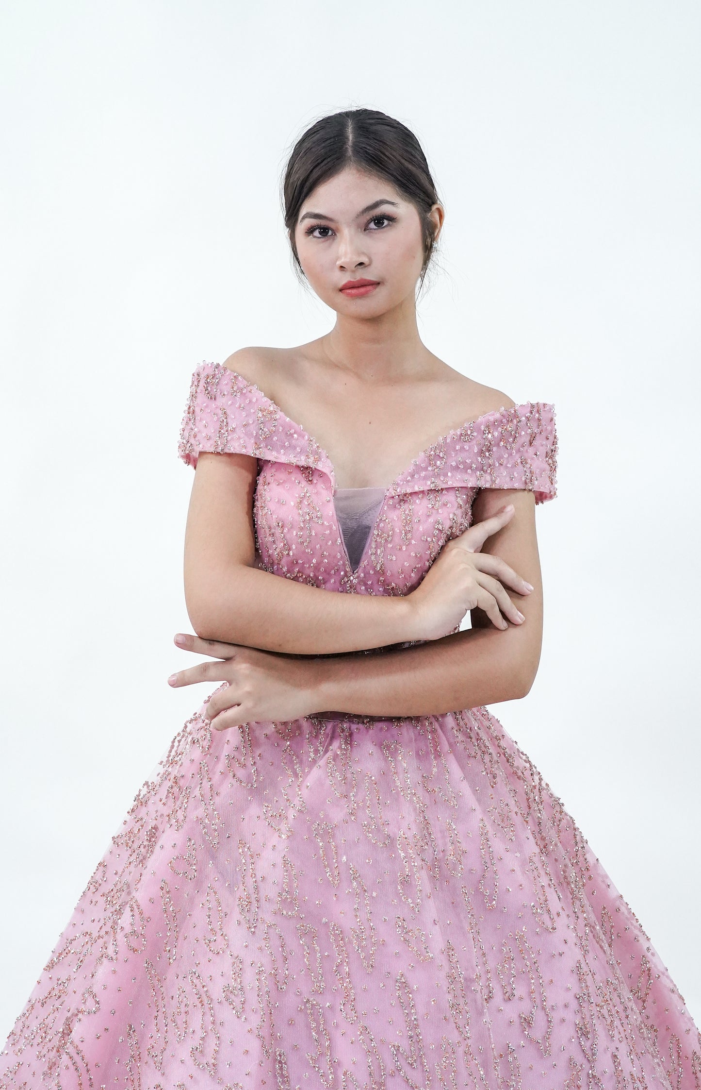 Bejeweled Pink Ball Gown - Noelle West Bridals