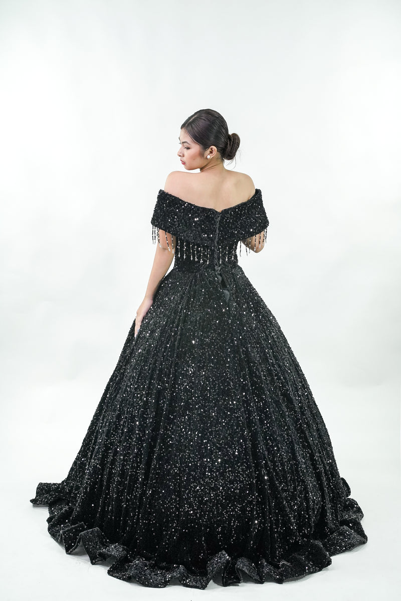 Midnight Black Sequined Ball Gown - Noelle West Bridals