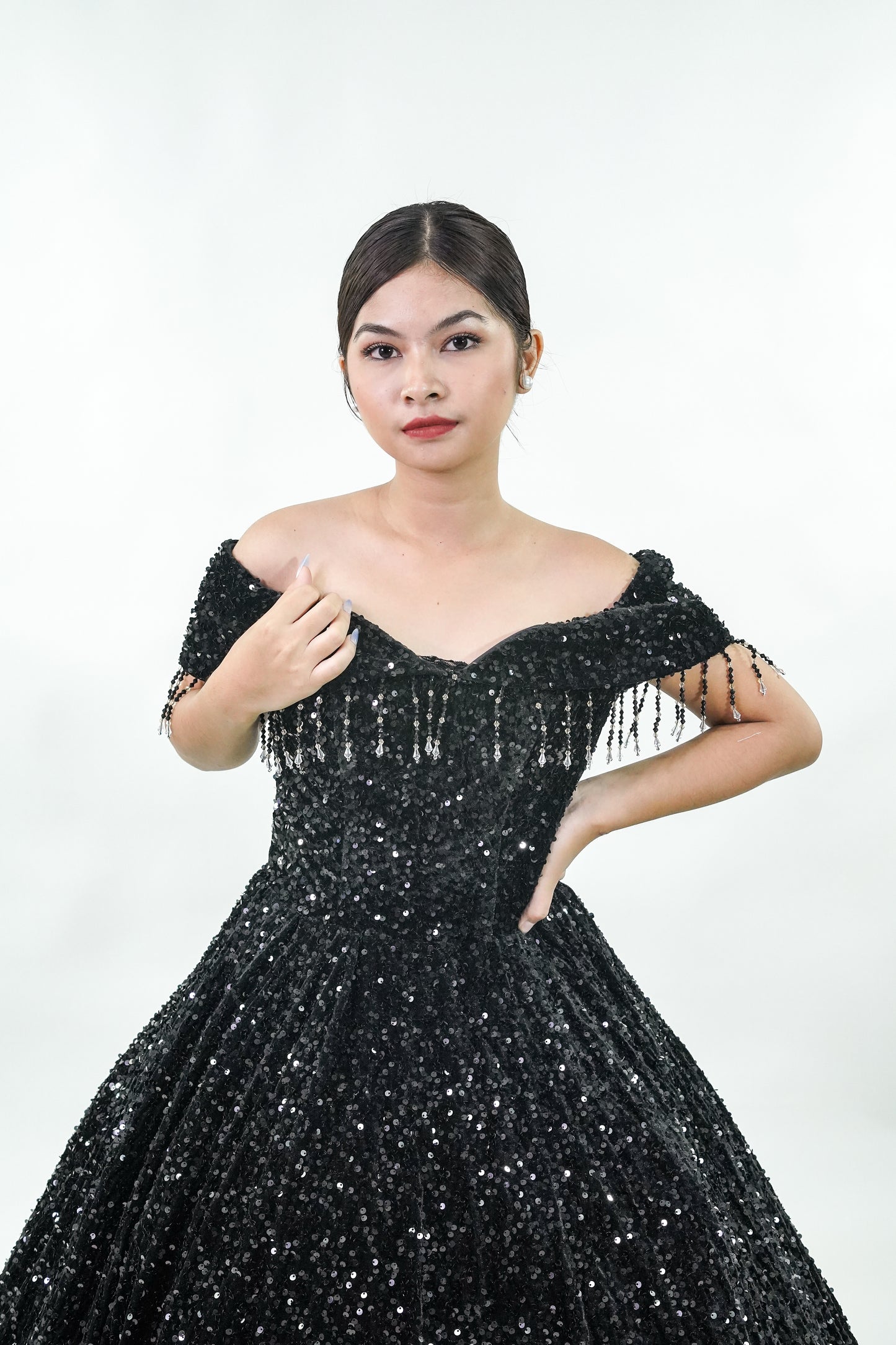 Midnight Black Sequined Ball Gown - Noelle West Bridals