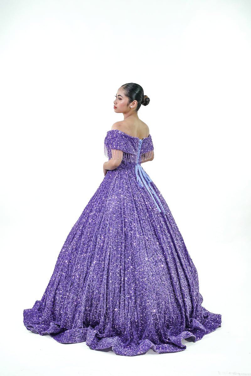 Purple Sequined Ball Gown - Noelle West Bridals