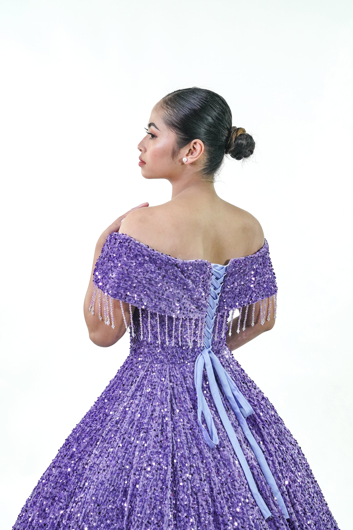 Purple Sequined Ball Gown - Noelle West Bridals