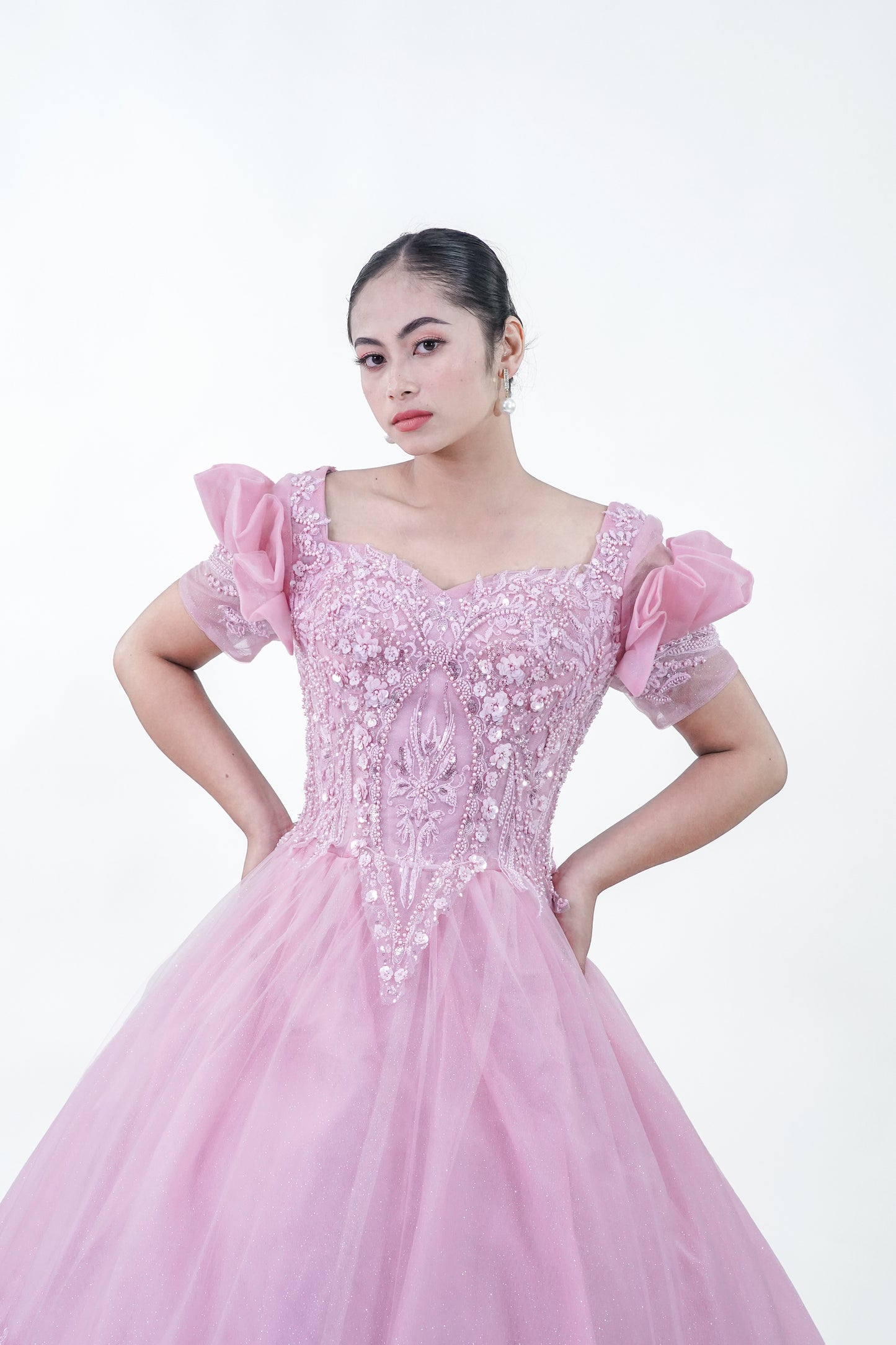 Pink Ruffled Royal Ball Gown - Noelle West Bridals