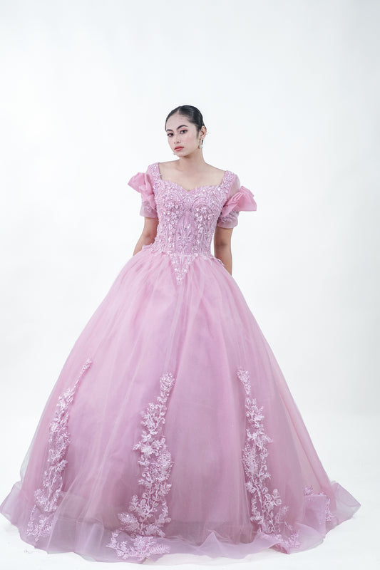 Pink Ruffled Royal Ball Gown