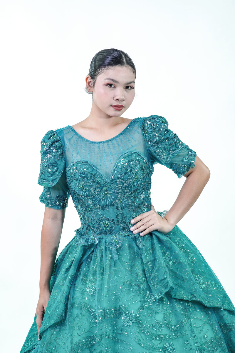 Enchanted Green Filipiniana Ball Gown - Noelle West Bridals