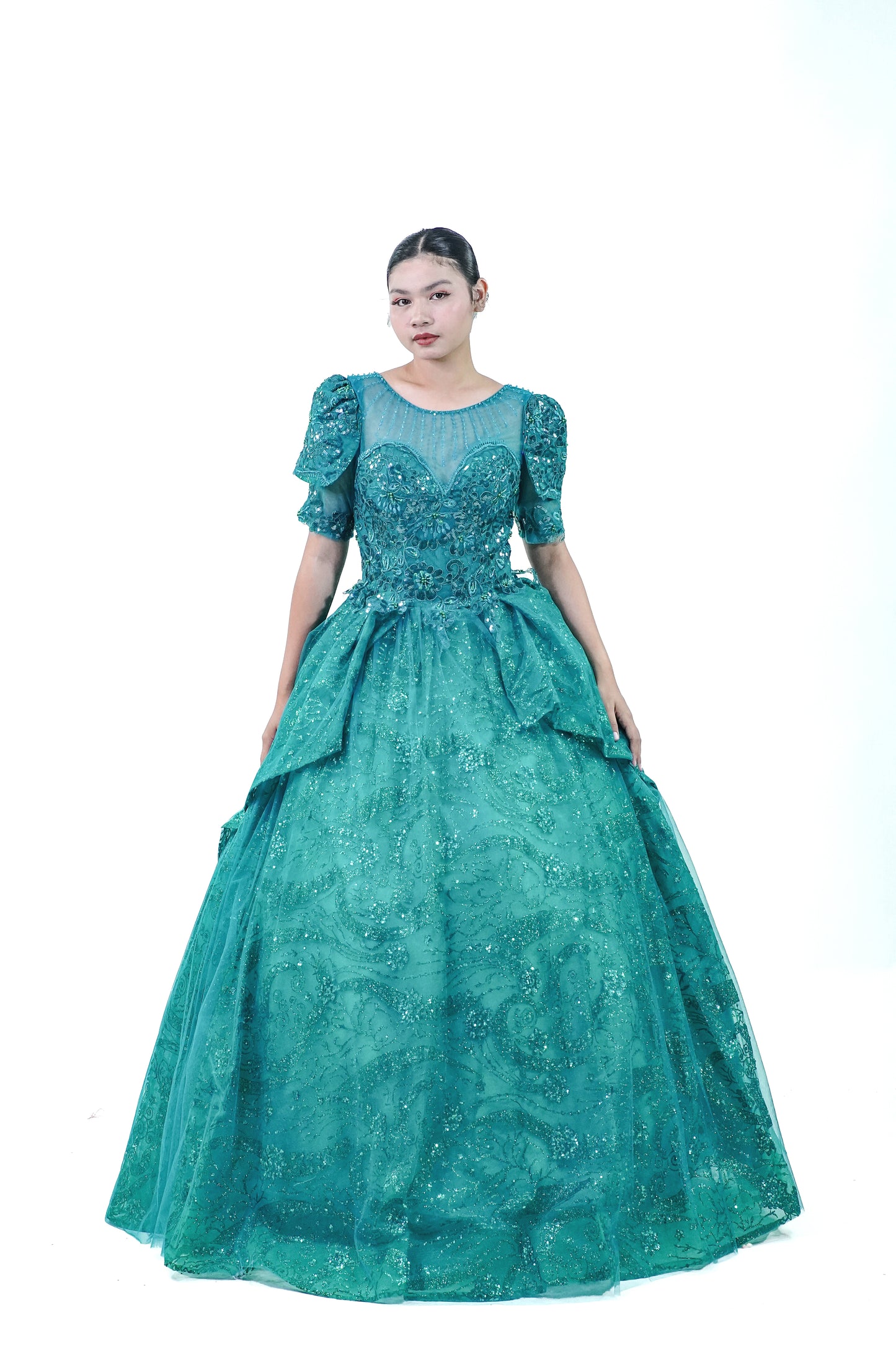 Enchanted Green Filipiniana Ball Gown - Noelle West Bridals