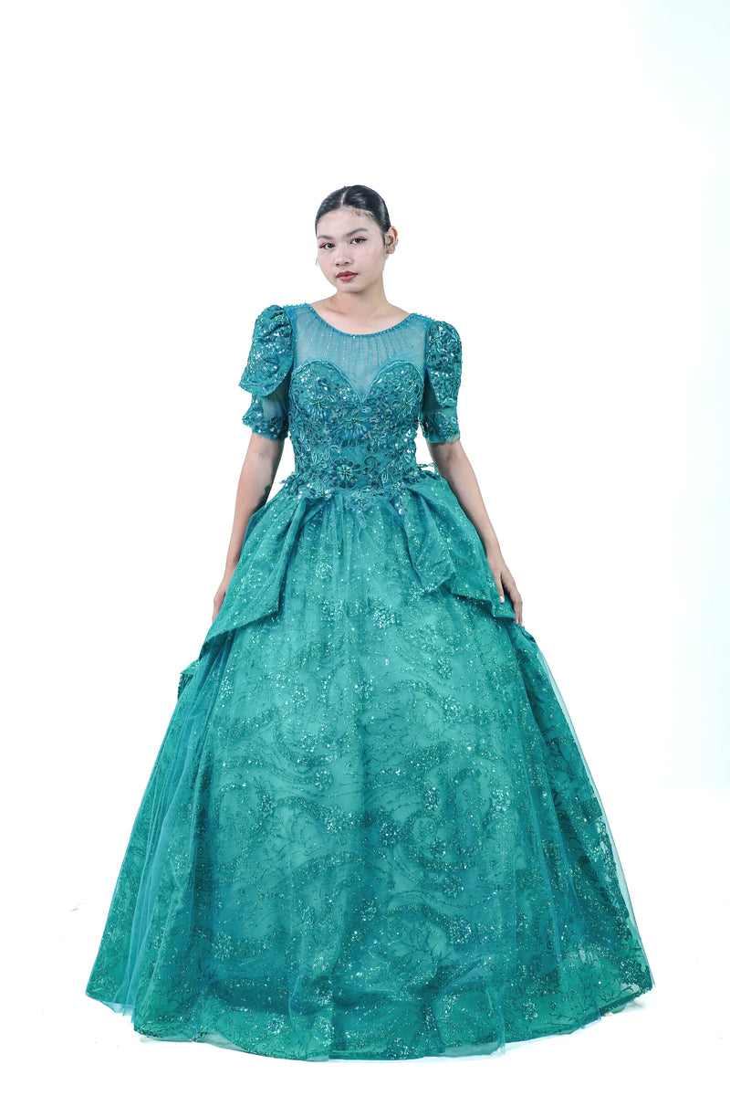 Enchanted Green Filipiniana Ball Gown - Noelle West Bridals