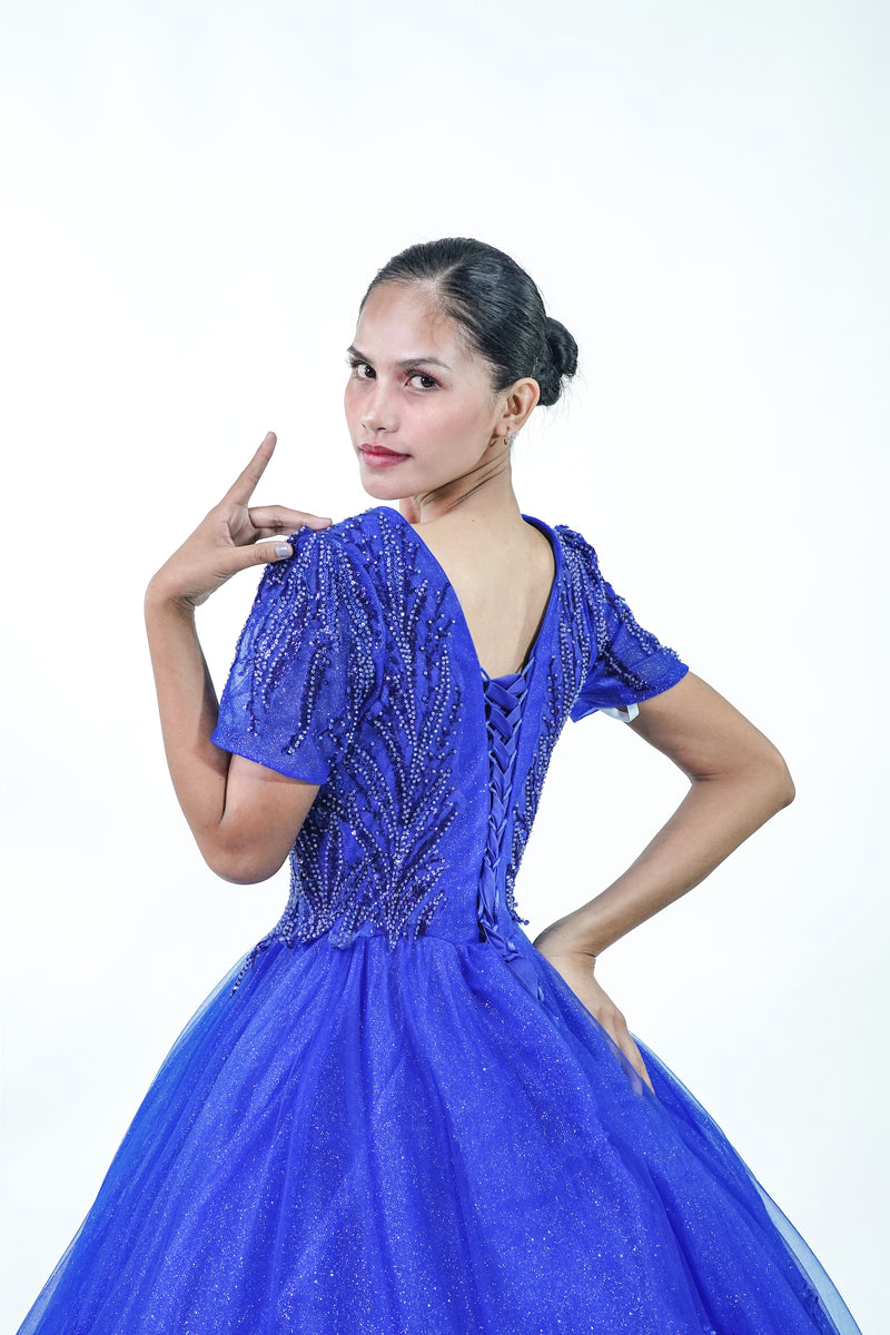 Royal Blue Filipiniana Sparkly Midnight Ball Gown - Noelle West Bridals