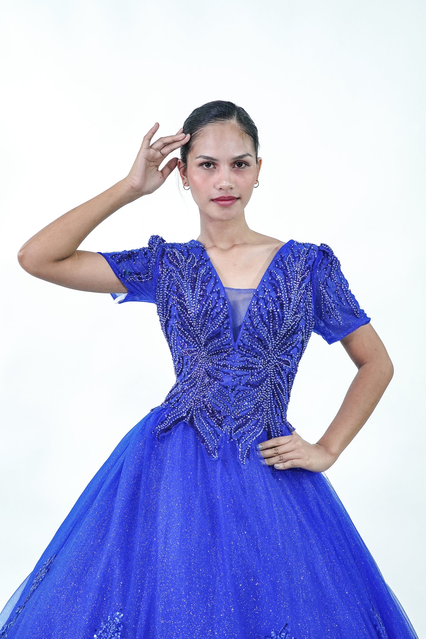 Royal Blue Filipiniana Sparkly Midnight Ball Gown - Noelle West Bridals