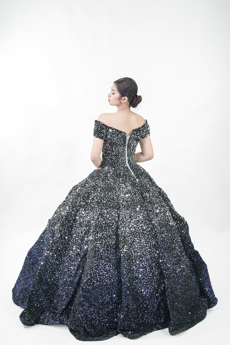 Sparkly Starry Night Black Ball Gown - Noelle West Bridals