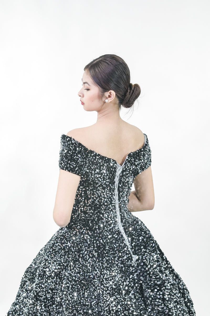 Sparkly Starry Night Black Ball Gown - Noelle West Bridals