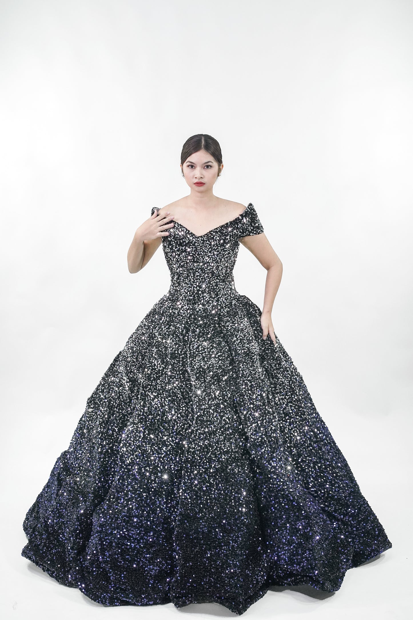 Sparkly Starry Night Black Ball Gown - Noelle West Bridals