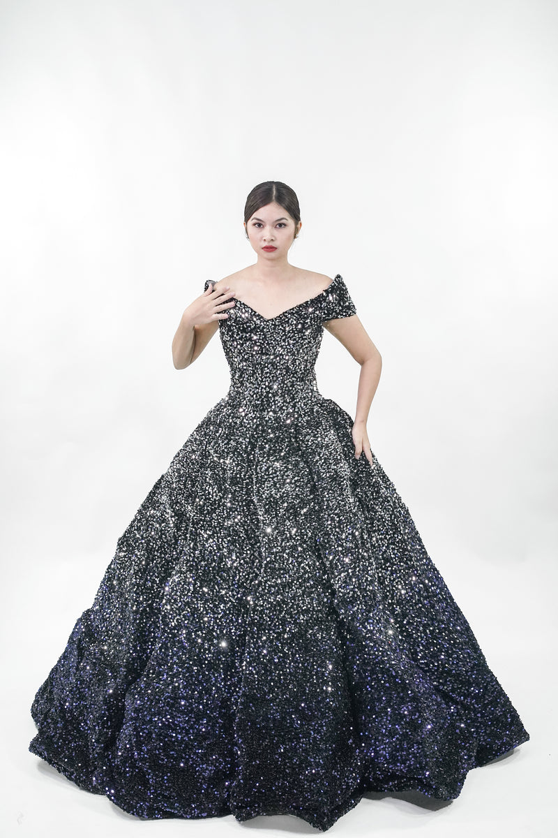 Sparkly Starry Night Black Ball Gown - Noelle West Bridals