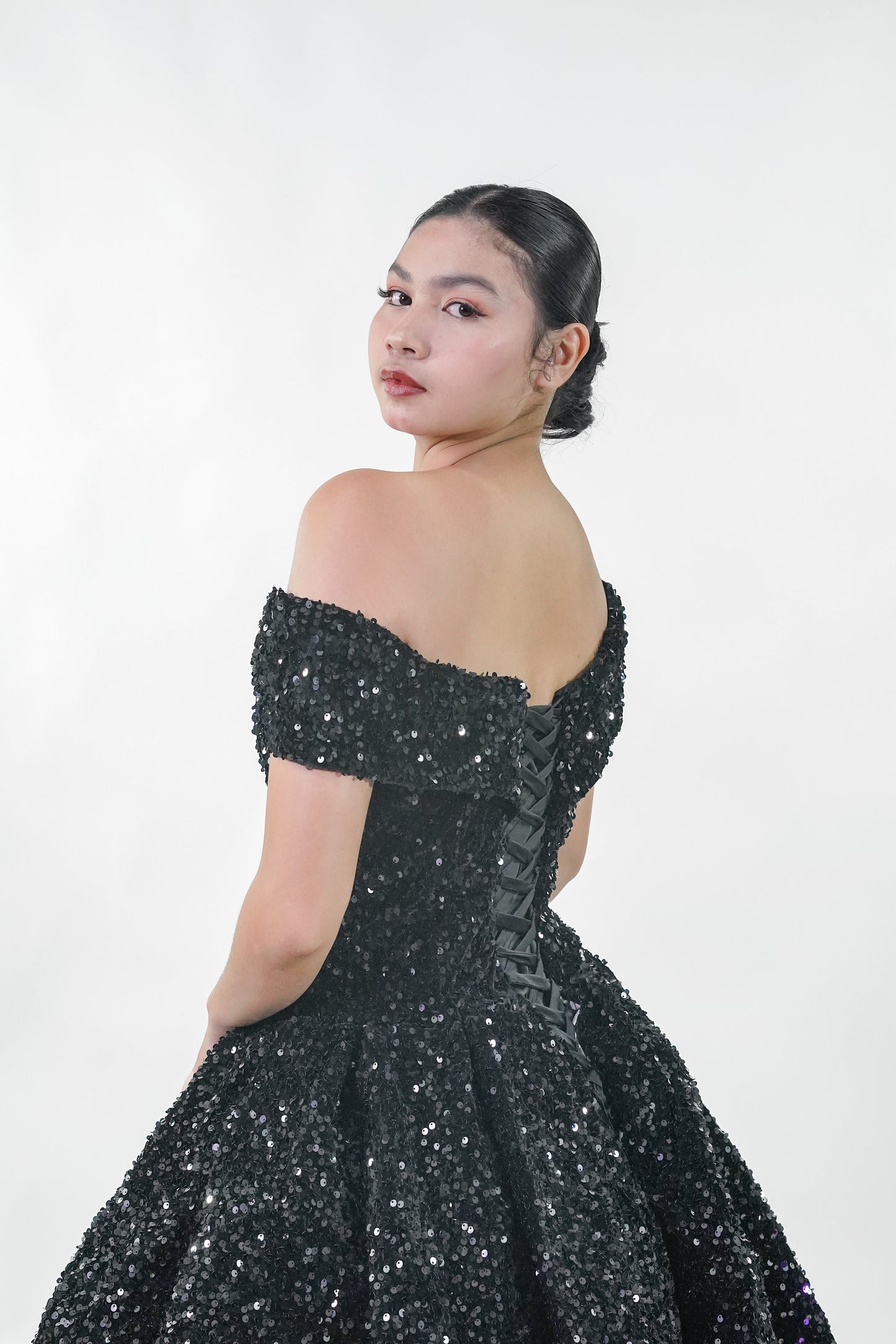 Ombre Black Purple Starry Night Ball Gown - Noelle West Bridals