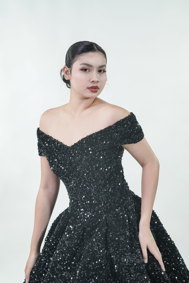 Ombre Black Purple Starry Night Ball Gown - Noelle West Bridals
