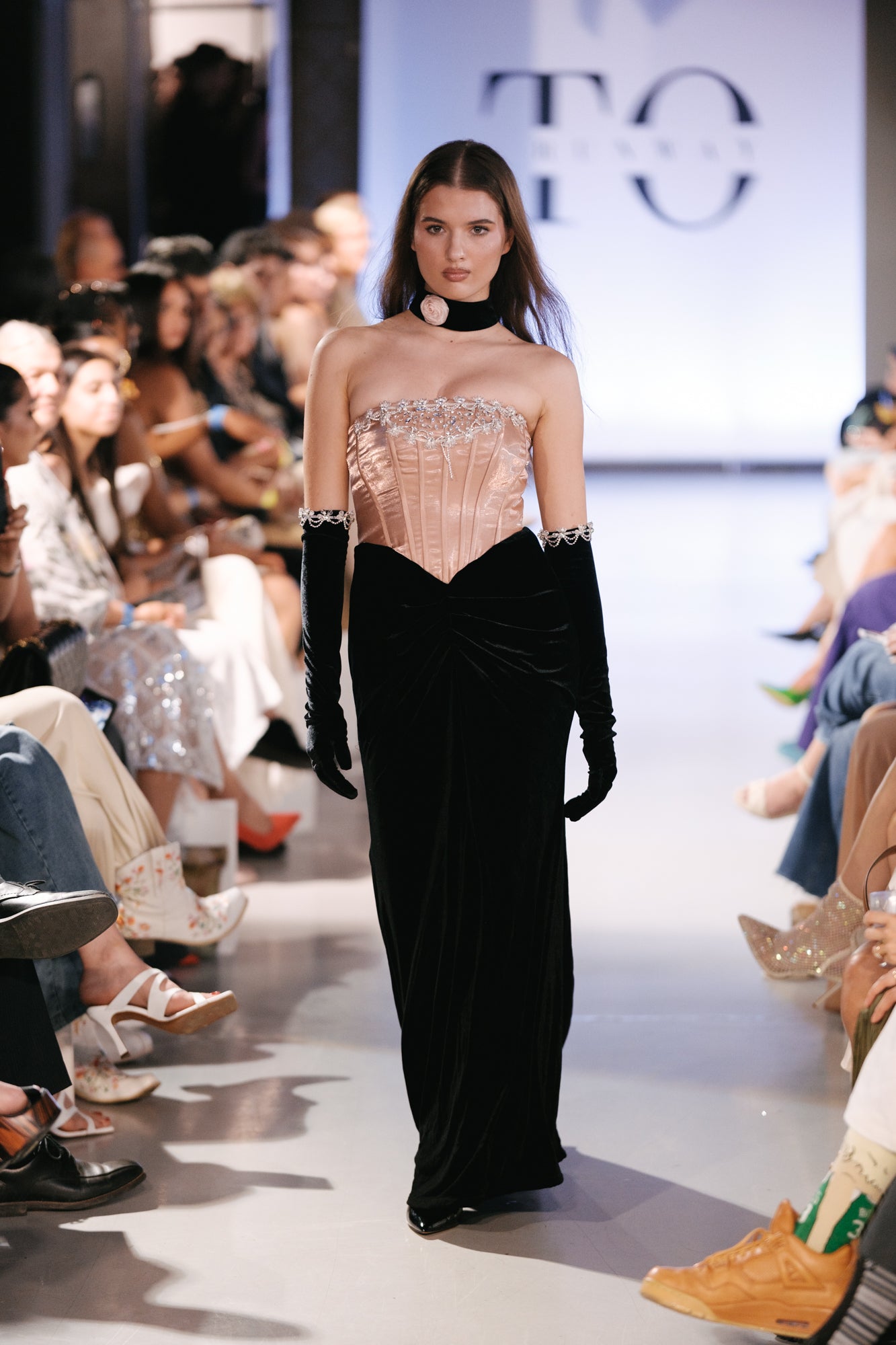 Velvet Old Rose Hollywood Evening Gown - Noelle West Bridals