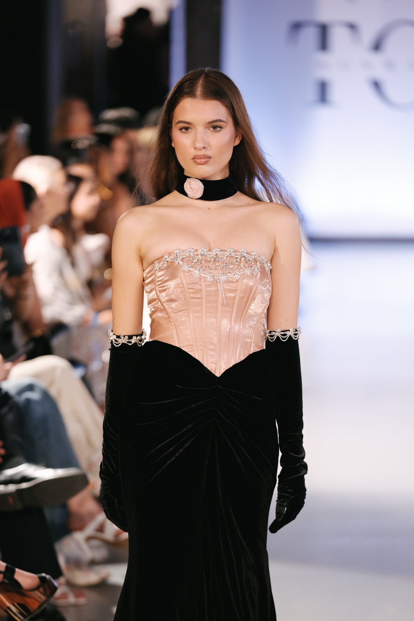 Velvet Old Rose Hollywood Evening Gown - Noelle West Bridals