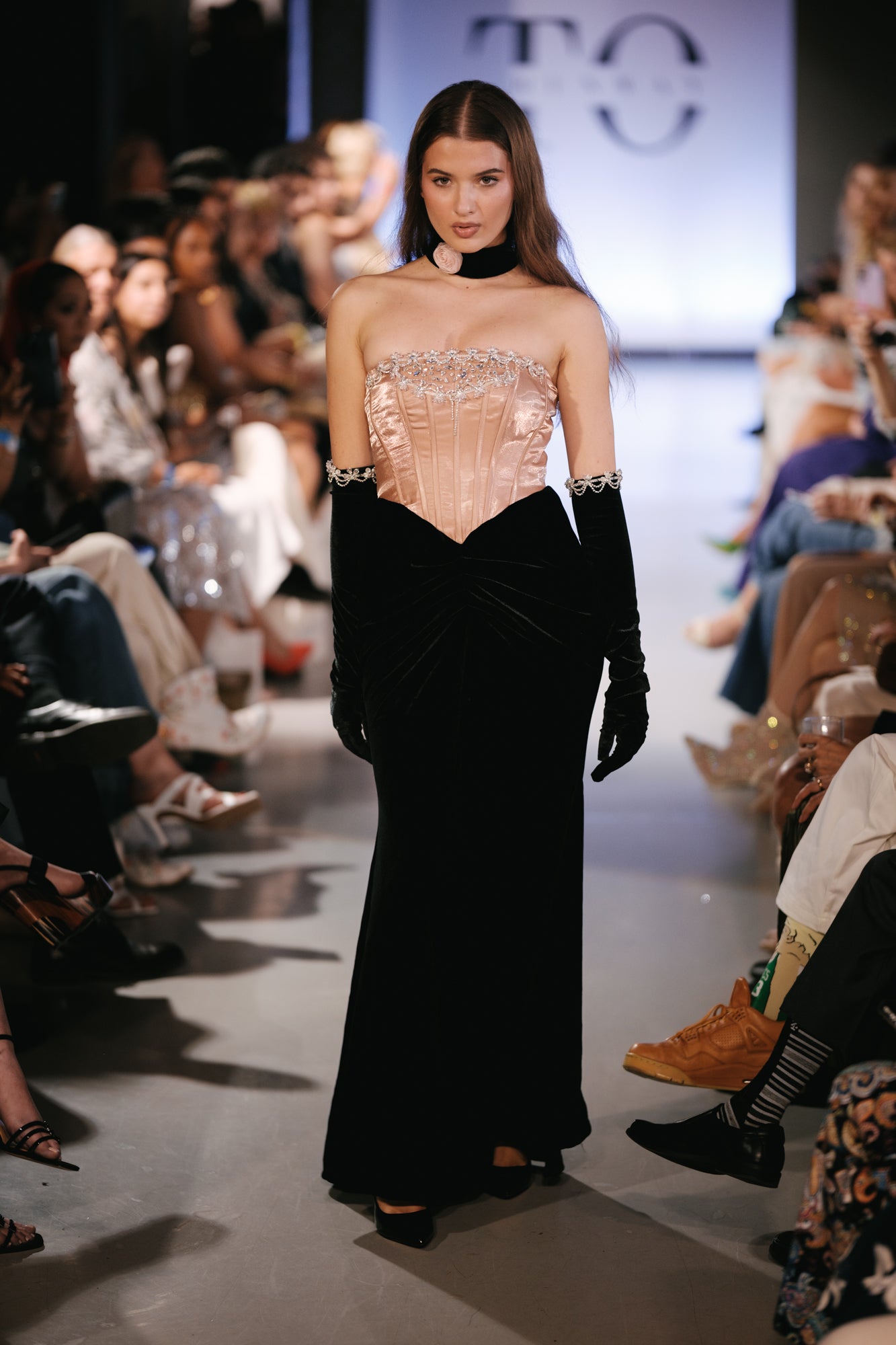 Velvet Old Rose Hollywood Evening Gown - Noelle West Bridals