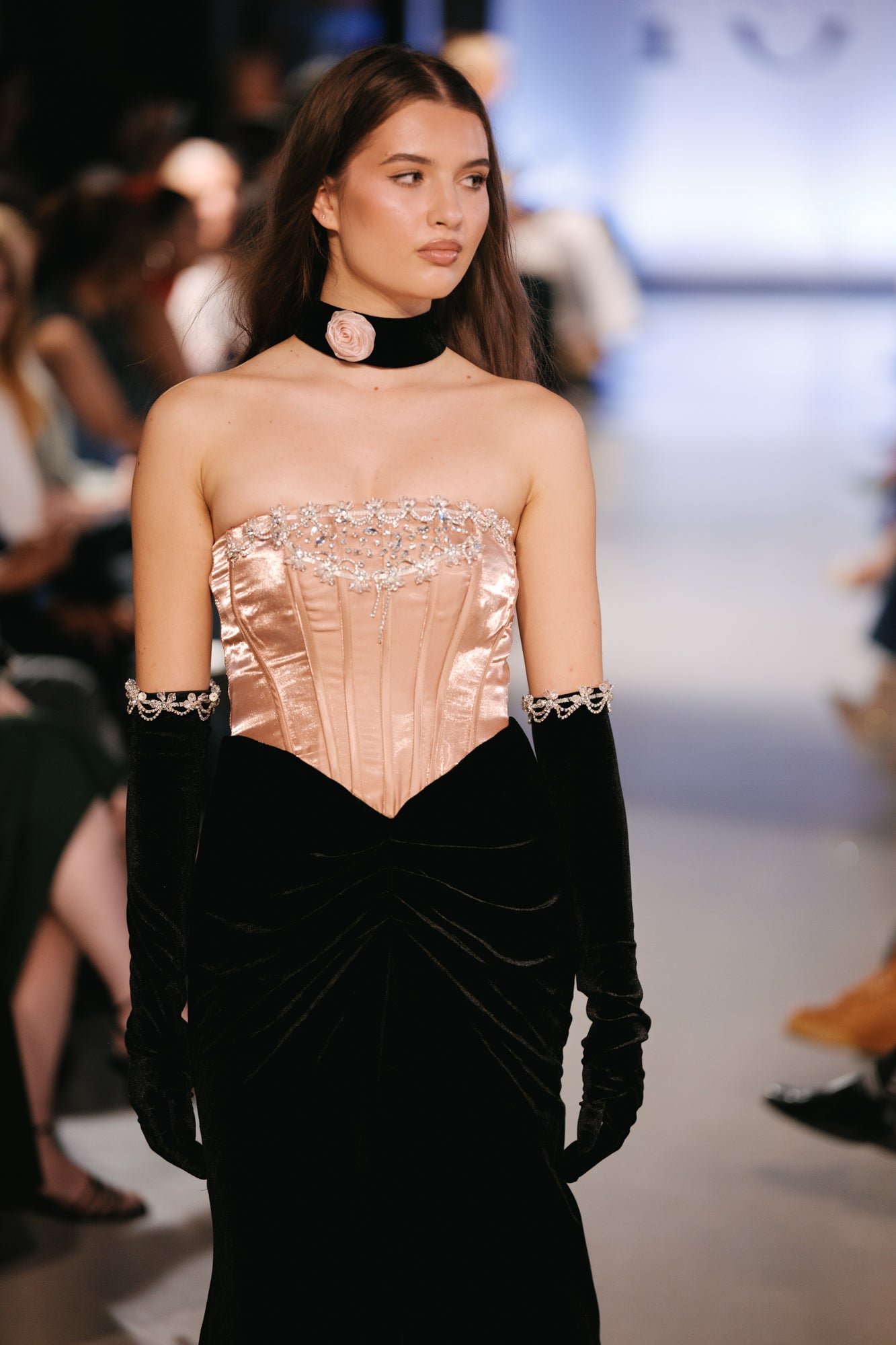 Velvet Old Rose Hollywood Evening Gown - Noelle West Bridals