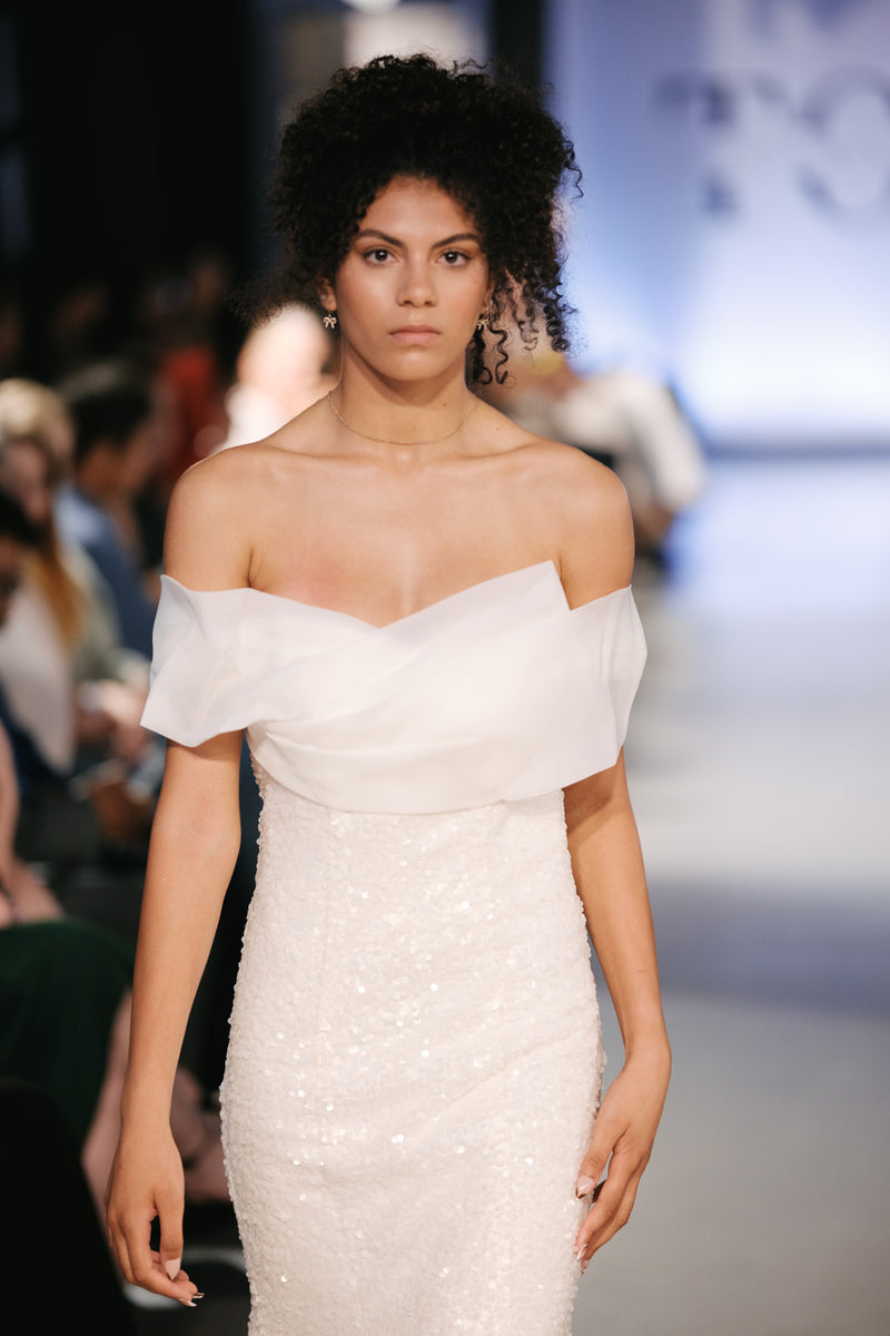 Off-Shoulder Mermaid Fishtail Long Bridal Wedding Gown - Noelle West Bridals